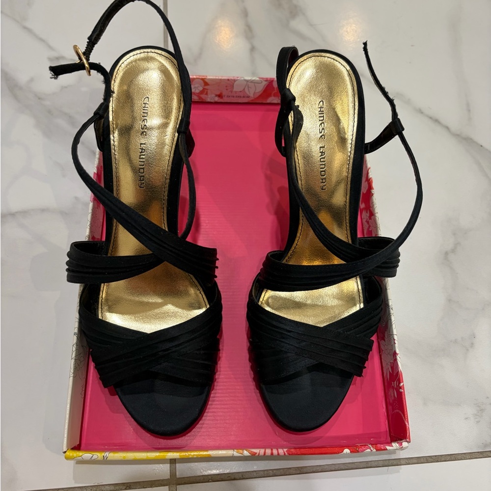 Chinese Laundry Black Strappy Heels